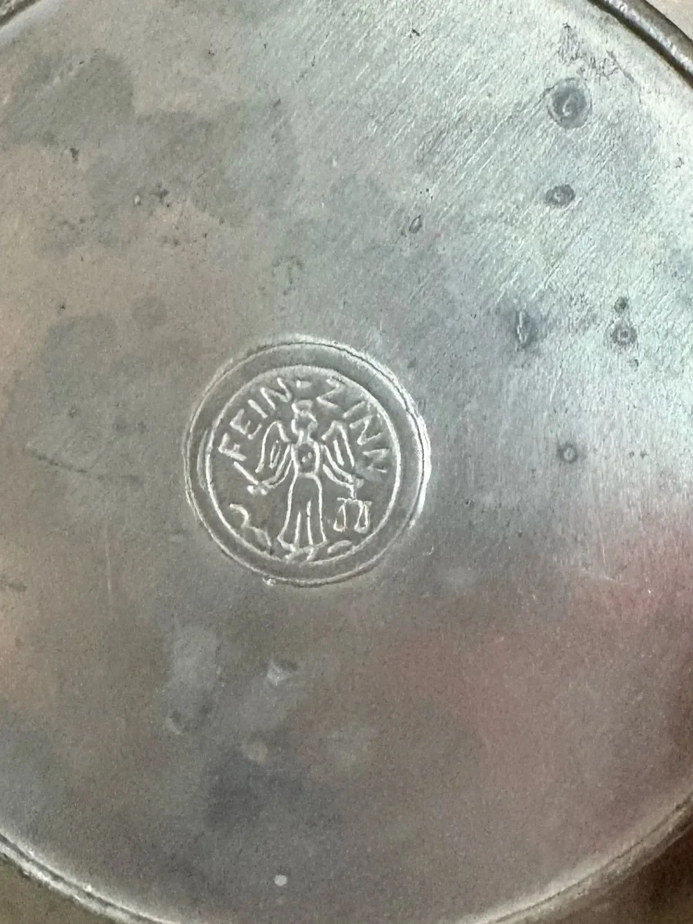 Vintage Rein Zinn German Pewter Tastevin Wine Taster Cigar Tray Angel Medallion